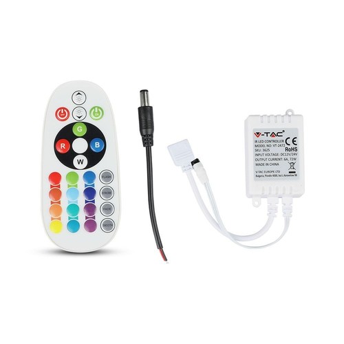 Contrôleur RGB avec télécommande - fonction mémoire, infrarouge, 12V (72W), 24V (144W)