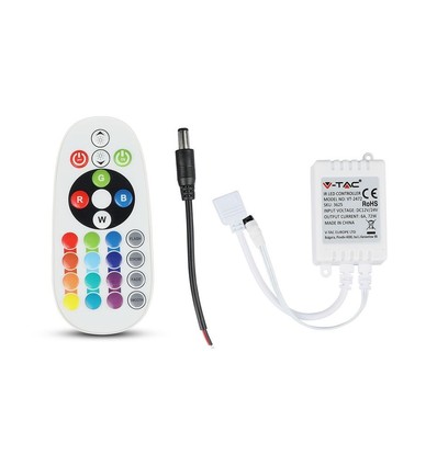 Contrôleur RGB avec télécommande - fonction mémoire, infrarouge, 12V (72W), 24V (144W)