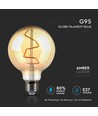 Ampoule globe LED E27 4W - Ø9,5 cm, Filament carbone, blanc extra chaud, 2200K
