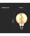 Ampoule globe LED E27 4W - Ø9,5 cm, Filament carbone, blanc extra chaud, 2200K