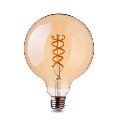Ampoule LED globe décorative E27 - filament spirale, 5W, blanc très chaud