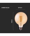 Ampoule LED globe décorative E27 - filament spirale, 5W, blanc très chaud