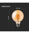 Ampoule LED globe E27 8W dimmable - Ø12,5 cm, Filament carbone, blanc extra chaud