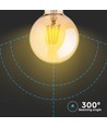 Ampoule LED globe E27 8W dimmable - Ø12,5 cm, Filament carbone, blanc extra chaud