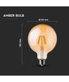 Ampoule globe LED E27 6W - Filament carbone, Ø12,5 cm, Blanc extra chaud, 2200K