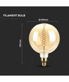 Ampoule globe LED géante E27 8W dimmable - Ø20 cm, Filament carbone, blanc extra chaud, 2000K
