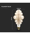Ampoule globe LED géante E27 8W dimmable - Ø20 cm, Filament carbone, blanc extra chaud, 1800K