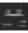 Lustre LED 30W dimmable - Noir, lumière douce, blanc chaud