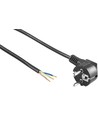 Câble d'alimentation 1,5 mètre - 250V, IP20 intérieur, Noir, Fiche Schuko et fils dénudés, 16A