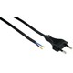 Câble d'alimentation 1,5 mètre, 250V - IP20 intérieur, Noir, Fiche Euro et fils dénudés, 2,5A