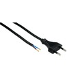 Câble d'alimentation 1,5 mètre, 250V - IP20 intérieur, Noir, Fiche Euro et fils dénudés, 2,5A
