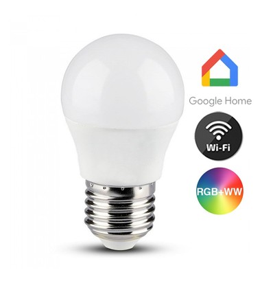 Ampoule LED E27 5W Smart Home Sphérique - G45, Tuya/Smart Life, compatible avec Google Home, Alexa et smartphones