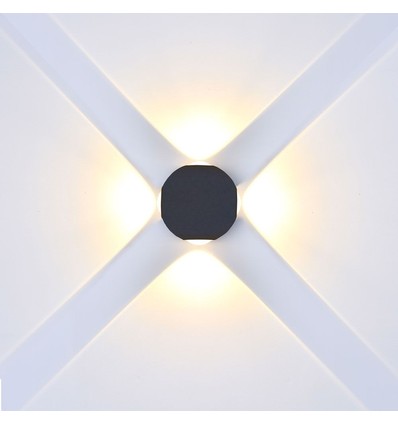 Applique murale 4W - IP65 extérieur, ronde, noire, source lumineuse incluse