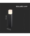 V-Tac lampe de jardin carrée - Noir, 50 cm, IP54, douille GU10, sans source lumineuse, 230V