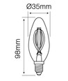 Ampoule LED flamme E14 2W - Filament, blanc chaud