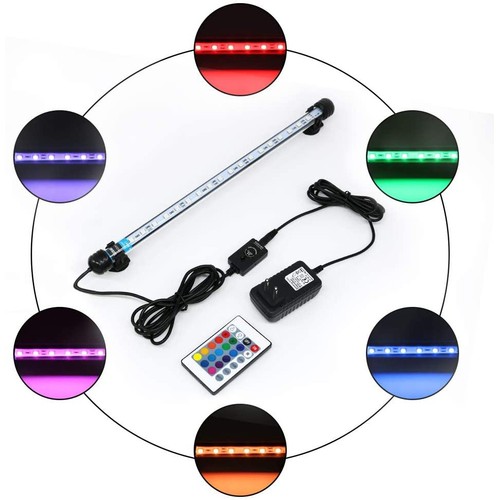 Luminaire d'aquarium RGB 48 cm - LED 5W, avec ventouses, IP67, fonction mémoire