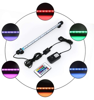 Luminaire d'aquarium RGB 92 cm - LED 9W, avec ventouses, IP67, fonction mémoire