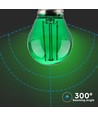 Ampoule LED E27 2W - Verte, Filament carbone