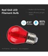 Ampoule LED E27 2W Sphérique - Rouge, Filament