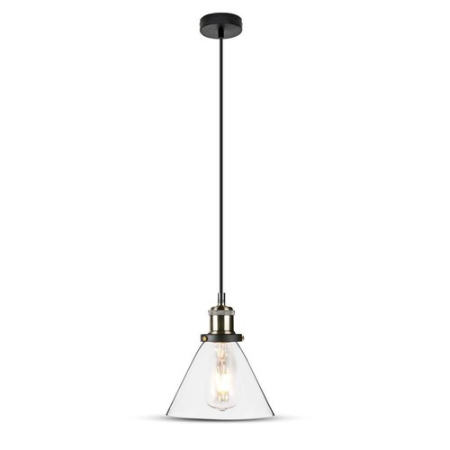 Suspension moderne V-Tac - Verre transparent, Ø18 cm, E27