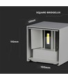 Applique murale LED 12W - IP65 extérieur, gris, carrée, faisceau réglable, source lumineuse incluse
