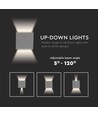 Applique murale LED 12W - IP65 extérieur, gris, carrée, faisceau réglable, source lumineuse incluse