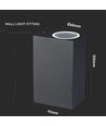 Applique murale GU10 avec éclairage haut/bas - IP44 extérieur, sans source lumineuse