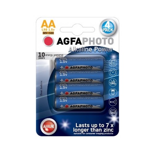 Piles AA AgfaPhoto 4-pack - Alcalines, 1,5V