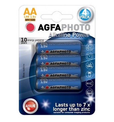 Piles AA AgfaPhoto 4-pack - Alcalines, 1,5V