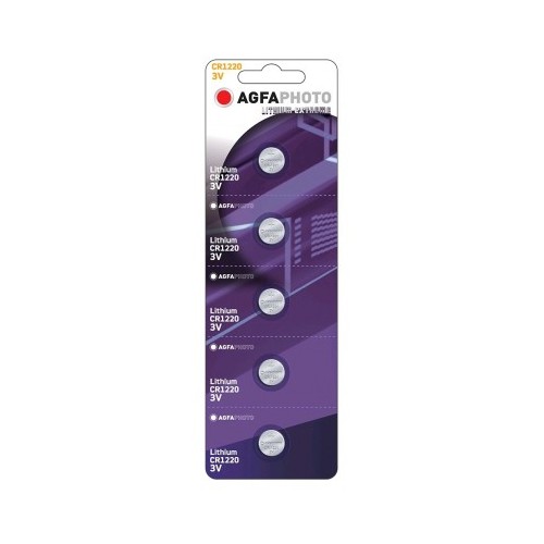 CR1220 pack de 5 piles bouton AgfaPhoto - Lithium, 3V
