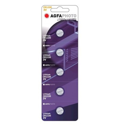 CR1220 pack de 5 piles bouton AgfaPhoto - Lithium, 3V