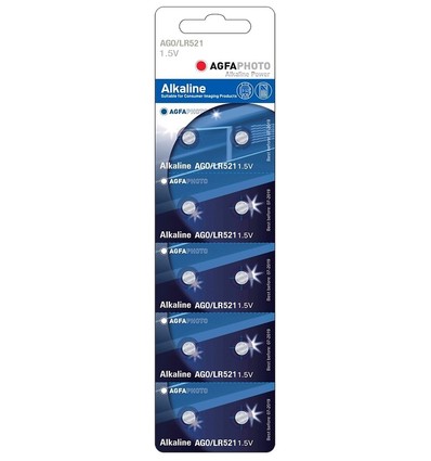 LR63/AG0 pack de 10 piles bouton AgfaPhoto - Alcaline, 1,5V