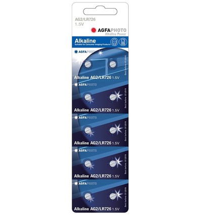LR726/AG2 Lot de 10 piles bouton AgfaPhoto - Alcaline, 1,5V