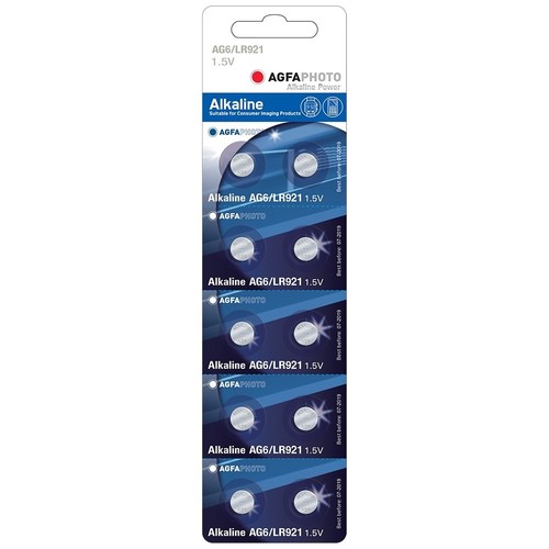 LR921/AG6 pack de 10 piles bouton AgfaPhoto - Alcaline, 1,5V