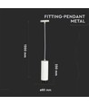 V-Tac suspension moderne - Blanc avec noir, Ø8 cm, GU10