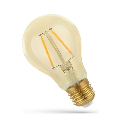 Ampoule LED E27 2W - A60, filament, verre ambré, extra chaud