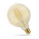 Ampoule globe LED E27 2W - Filament carbone, 12,5 cm, verre ambré, blanc extra chaud