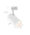 Spot sur rail triphasé 25W RA80 - Blanc, Deux angles de diffusion