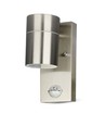 Applique murale GU10 avec capteur - IP44 extérieur, inox, sans source lumineuse