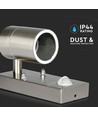 Applique murale GU10 avec capteur - IP44 extérieur, inox, sans source lumineuse