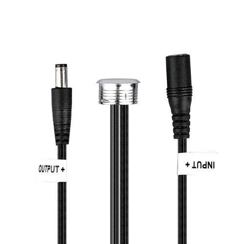 Interrupteur tactile et variateur LED V-Tac - Noir, 12V (60W), 1,5 mètre, prise DC