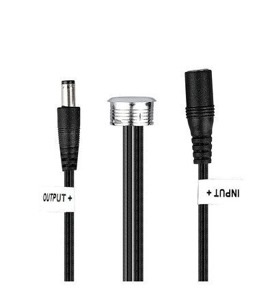 Interrupteur tactile et variateur LED V-Tac - Noir, 12V (60W), 1,5 mètre, prise DC