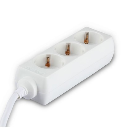 Multiprise V-Tac - 3 prises standard, blanche, câble de 1,5 mètre