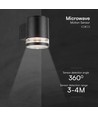 Applique murale solaire LED 1W - IP54, noir, avec détecteur
