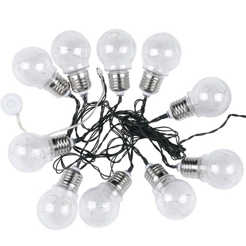 Guirlande lumineuse solaire V-Tac avec 10 ampoules 1W - 2 mètres, IP44, source lumineuse incluse