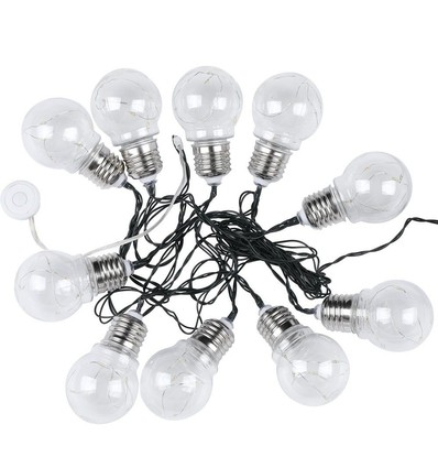 Guirlande lumineuse solaire V-Tac avec 10 ampoules 1W - 2 mètres, IP44, source lumineuse incluse
