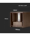 Applique LED 11W - IP65 extérieur, carrée, couleur corten, faisceau réglable, avec source lumineuse