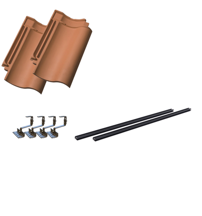 Kit de montage de démarrage, pour 2 panneaux - Rail noir, tuiles, pour panneau de 35 mm