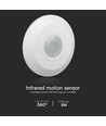 Capteur de mouvement LED V-Tac à montage en surface - LED compatible, blanc, PIR infrarouge, IP20 intérieur