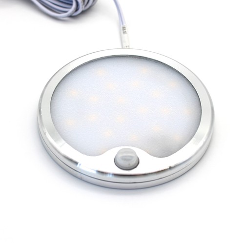 Spot pour meuble Sono60s Ø6cm - 12V DC, Dimensions : Ø6 cm, montage en saillie, capteur, acier brossé
